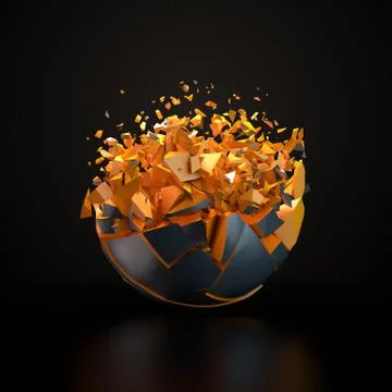 Broken sphere standing Stock Illustration