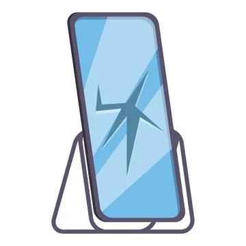 Broken standing mirror reflecting distorted image Stock Illustration