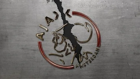 Broken steel version of the Ajax Amsterdam football club logo - high res 4k Stock-Fotos