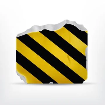 Broken stone with warning stripes Stock Illustration