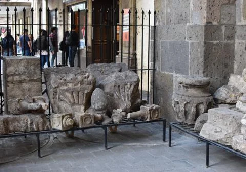 Broken stonework at Octavio Paz Library Stock Photos