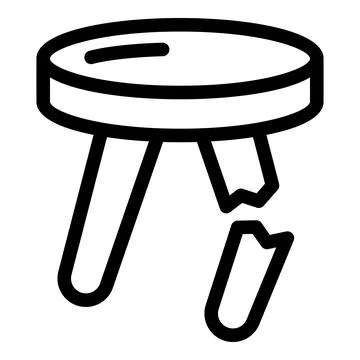 Broken stool showing instability and danger Stock Illustration
