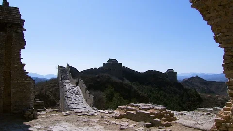 Broken structures of The Great Wall Stock Footage 88834283