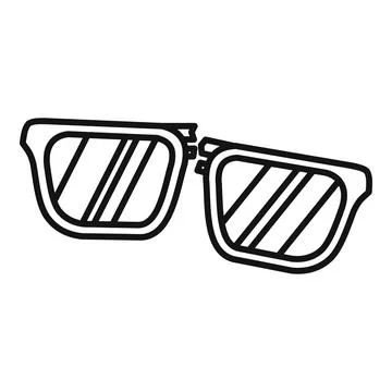 Broken sunglasses showing damage through a line art vector Stock Illustration