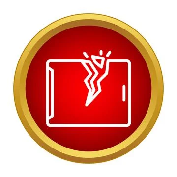 Broken tablet display or smartphone screen icon Stock Illustration