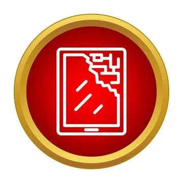 Broken tablet display showing cracked screen damage icon Stock Illustration
