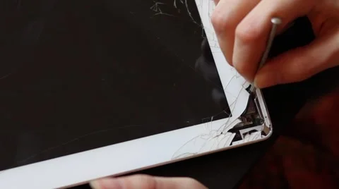 Broken tablet on the  service table Stock Footage 61322175