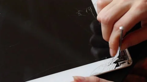 Broken tablet on the  service table Stock Footage 61322306