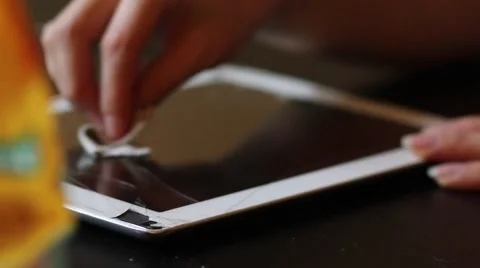 Broken tablet on the  service table Stock Footage 61323137