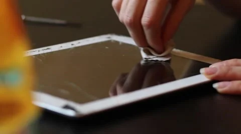 Broken tablet on the  service table Stock Footage 61323439