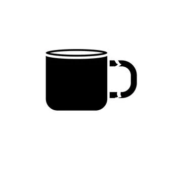 Broken Tea Cup, Destroy Porcelain Mug Solid Flat Vector Icon Isolated on Whit Illustration