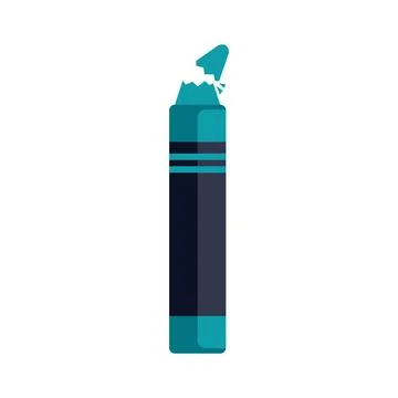 Broken teal drawing crayon art supply Stock Illustration