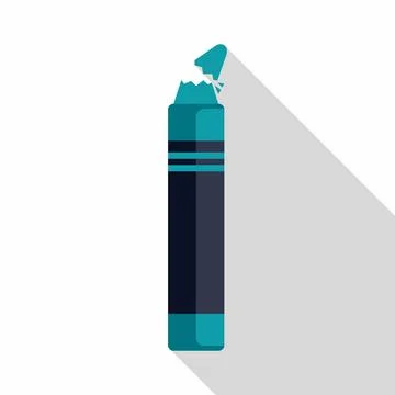 Broken teal drawing crayon with long shadow Stock Illustration