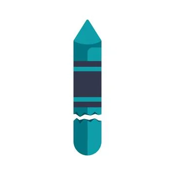 Broken teal drawing crayon school art supply Stock Illustration