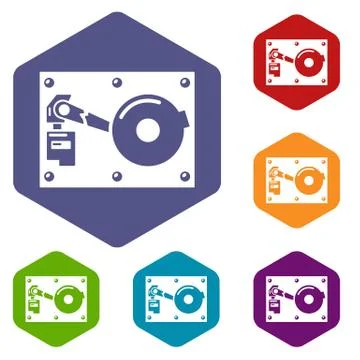 Broken technology icons vector hexahedron Stock Illustration