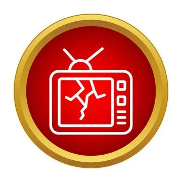Broken television screen icon indicating media failure Stock Illustration