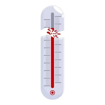 Broken thermometer showing extremely high temperature Stock Illustration
