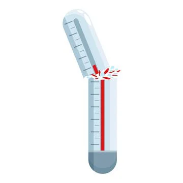 Broken thermometer showing extremely high temperature, conceptual illustratio Stock Illustration