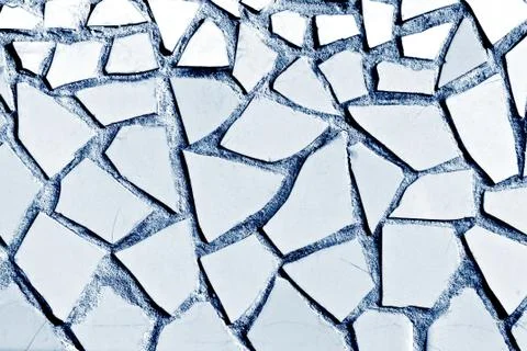 Broken Tile Mosaic Texture Background blue toned Stock Photos