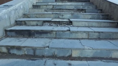 Broken tiles on the stairs Stock Footage 122475463