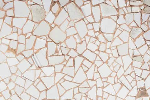 Broken tiles white pattern wall texture background. Stock Photos
