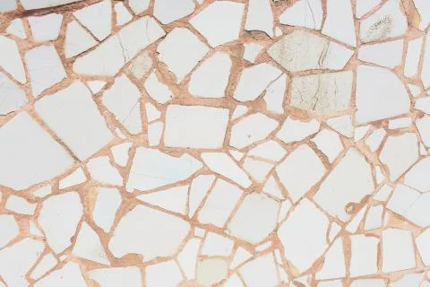 Broken tiles white pattern wall texture background. 写真素材