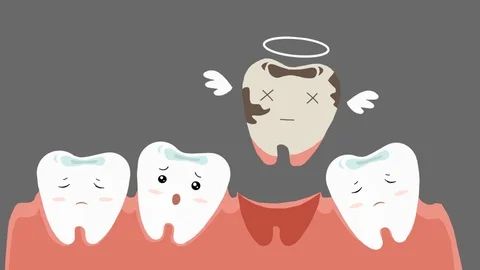 Broken Tooth - Dental Care - Vector Animation - Grey Stock Footage 95576881