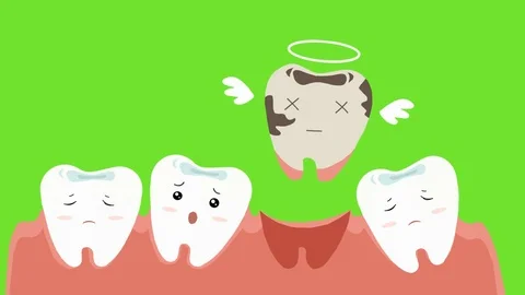 Broken Tooth - Dental Care - Vector Animation - Green Stock Footage 95576912