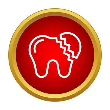 Broken tooth line icon indicating dental pain and health issue Stock Illustration