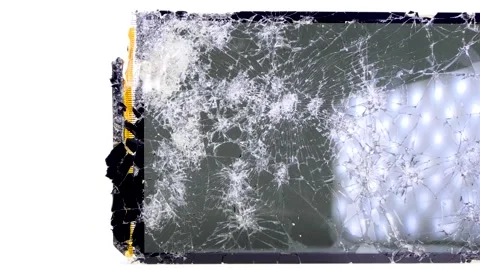 Broken touch screen of a smartphone isolated on white background Stock Footage 251120912