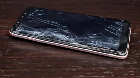 Broken touchscreen phone screen Stock Photos