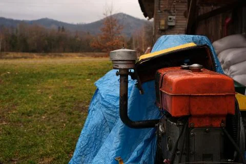 Broken tractor close-up Stock Photos