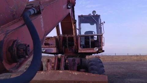 Broken Tractor Outdoors Stock Footage 164795329
