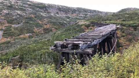 Broken Train Tracks Cliff Stock Footage 116081409