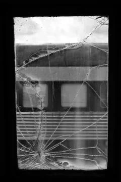 Broken train window Stock Photos