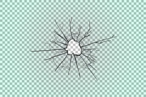 Broken transparent glass. Stock Illustration
