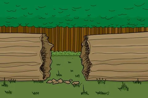 Broken tree in forest Stock Illustration