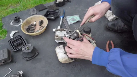 Broken trimmer disassembled Stock Footage 293021095