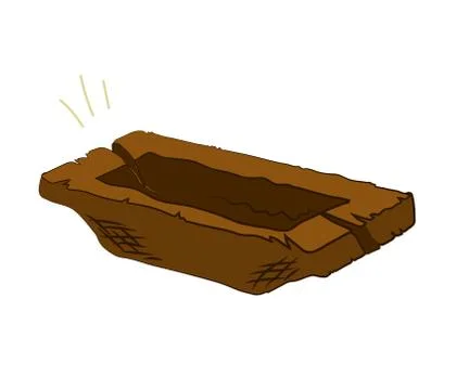 Broken trough on a white background. Cartoon. Vector Stock Illustration