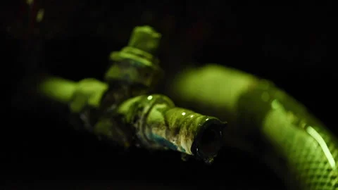Broken Tube Dripping Liquid Alien Ship Stock Footage 134569488