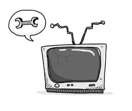 Broken TV Needs Fixing Stock Illustration