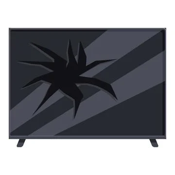 Broken tv screen showing radiating cracks, concept of obsolescence and damage Stock Illustration