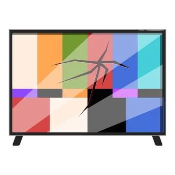Broken tv set showing test pattern screen with colorful squares Stock Illustration