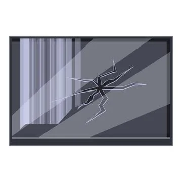 Broken tv showing vertical colored bars with crack on screen Ilustração Stock