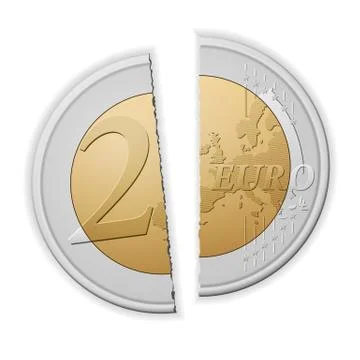 Broken two euro Illustrazione stock