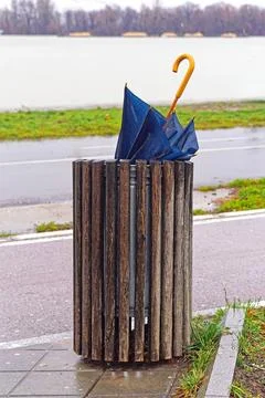 Broken umbrella trash Stock Photos