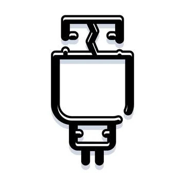 Broken usb charging port line art icon Stock Illustration