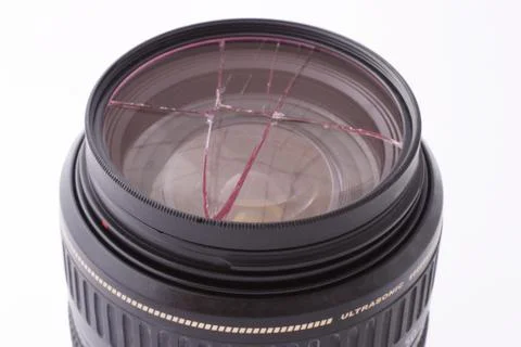 Broken uv lens filter Stock Photos