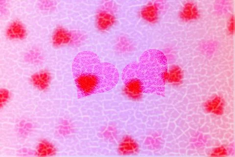 Broken valentines background with blur Hearts. Greeting Card. Stock Illustration