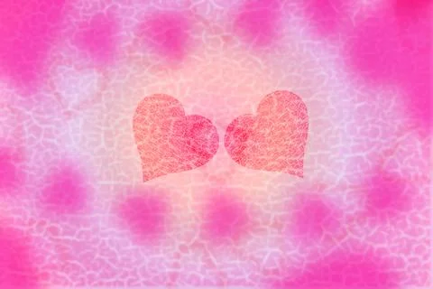 Broken valentines background with blur Hearts. Greeting Card. Stock Illustration